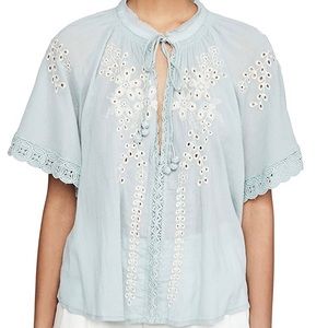 Free People Bohemian Dahlia blouse in powder blue, size small
